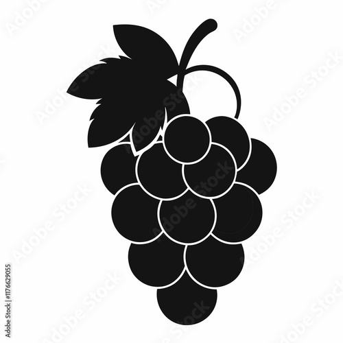 Grape Silhouette Vector in Black