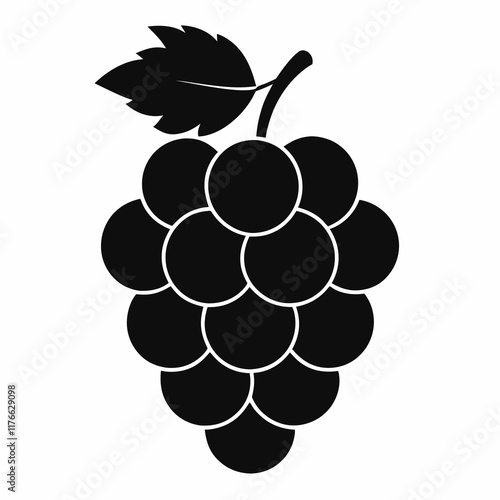 Grape Silhouette Vector in Black