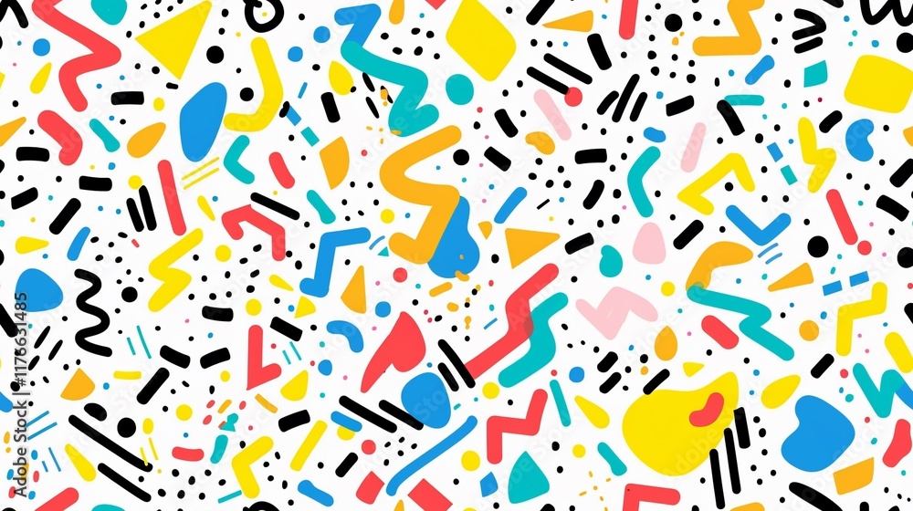 Obraz premium memphis elements design, white background, vibrant color, seamless pattern.