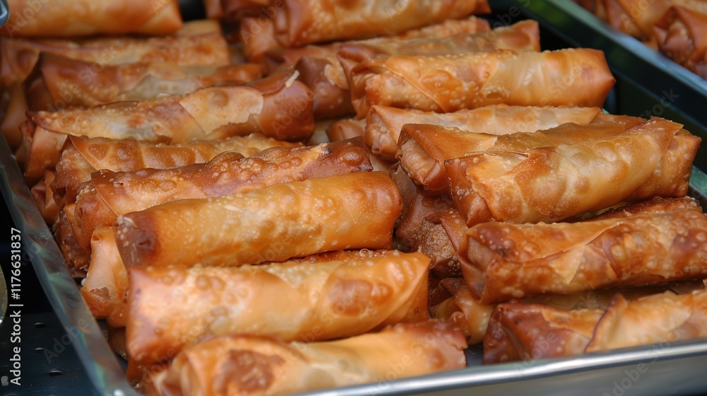 :Delightful fried spring rolls with crispy golden - brown exteriors, filled with fresh and colorful ingredients, ready to be savored. A popular and scrumptious snack. :Delightful fried spring rolls with crispy golden - brown exteriors, filled with fresh and colorful ingredients, ready to be savored. A popular and scrumptious snack.