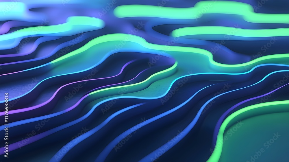 Obraz premium Colorful Abstract Wave Patterns with Neon Glow and Smooth Curves