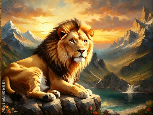lion on the cliff