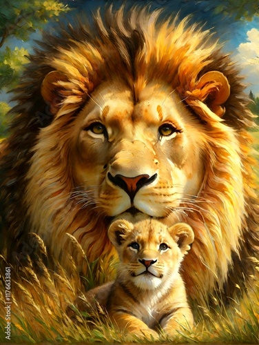 Lion on the grass
