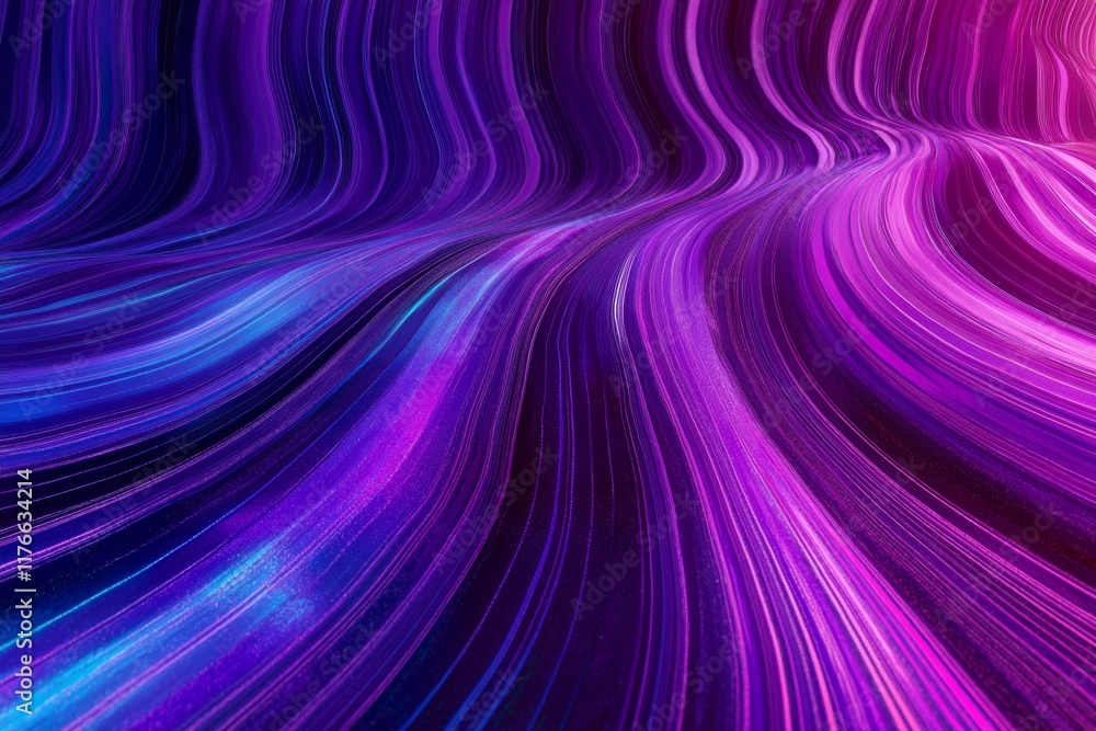 Fototapeta premium Neon Wave Pattern with Vibrant Light Trails on a Dark Background