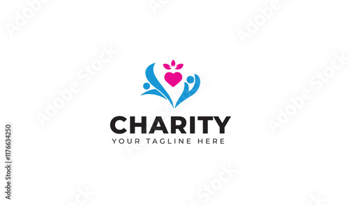 Social logos and charity for children, Education logo with love design, Donation logo