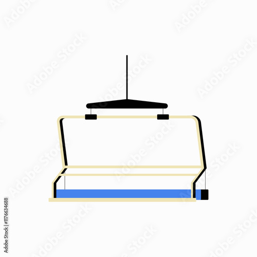 Ropeway symbolizing transportation, tourism, and adventure in flat vector illustration, isolated on white background.