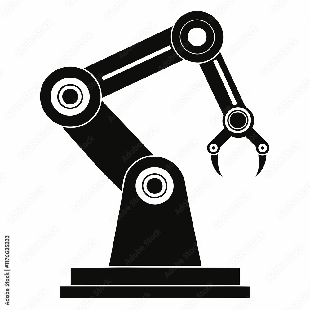 Industrial Robot Arm Silhouette Vector Industrial Robot Arm Silhouette Vector