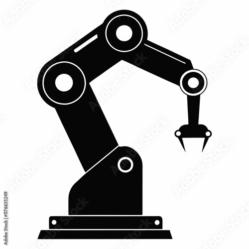 Industrial Robot Arm Silhouette Vector