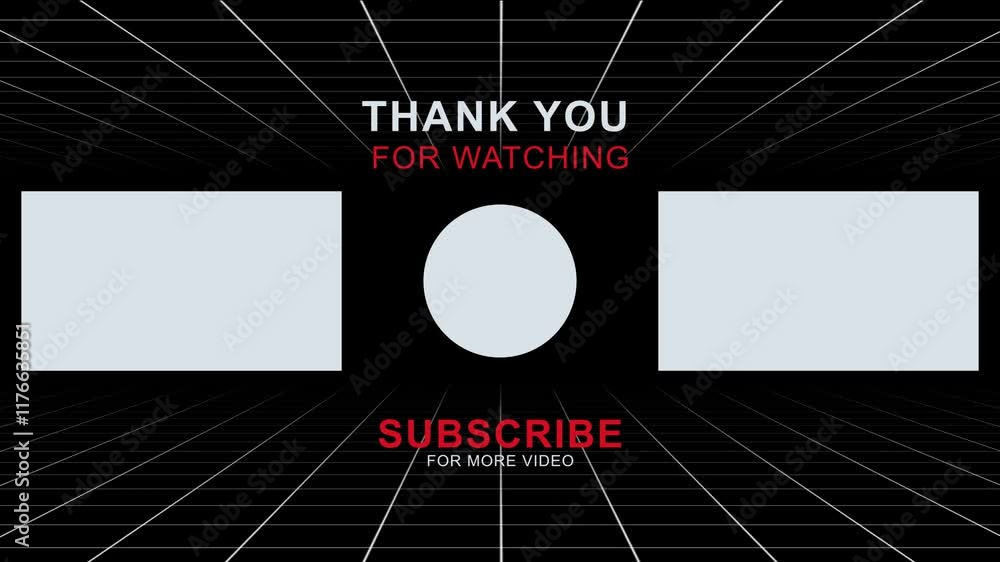 Youtube end screen motion graphic animation on grid background for outro video