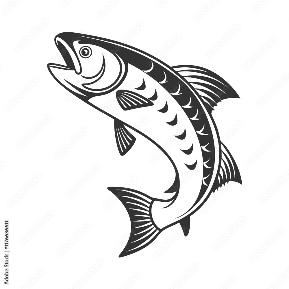 Fototapeta premium Elegant Black and White Fish Silhouette Design