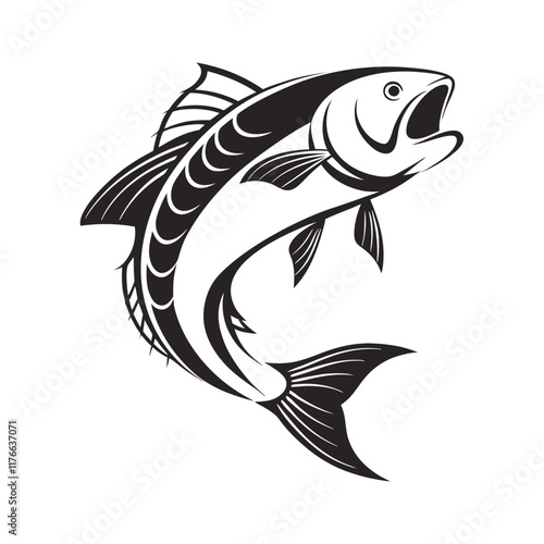 Elegant Black and White Fish Silhouette Design