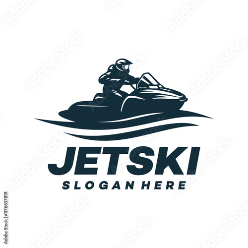 jet ski sport logo design vector template illustration
