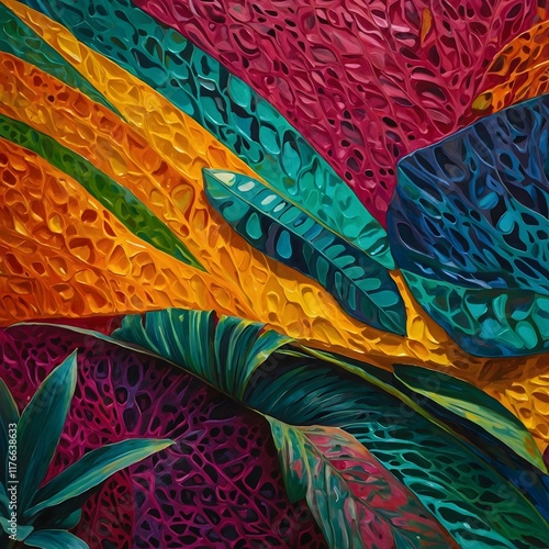 The Tropical Essence of Mauritia Flexuosa Explored Through Abstract Expression photo