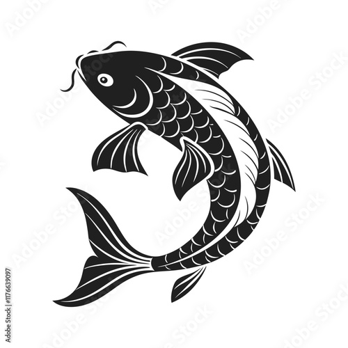 Elegant Black and White Fish Silhouette Design