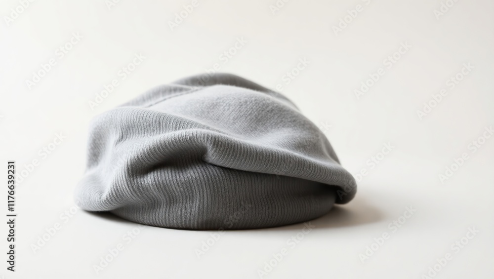 Grey fabric bunched together on white background Grey fabric bunched together on white background