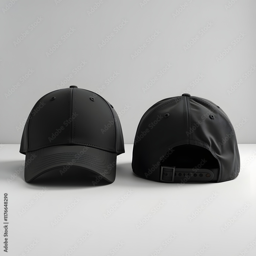 Obraz premium Stylish Black Baseball Cap, Perfect for Branding or Fashion