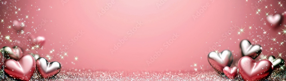 Romantic Heart Background with Shimmering Stars on a Soft Pink Canvas for Valentine's Day Celebrations and Love-Themed Events Romantic Heart Background with Shimmering Stars on a Soft Pink Canvas for Valentine's Day Celebrations and Love-Themed Events