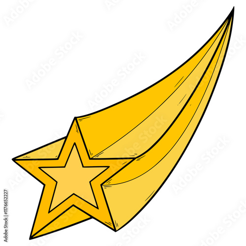 shooting star illustration hand drawn isolated vector