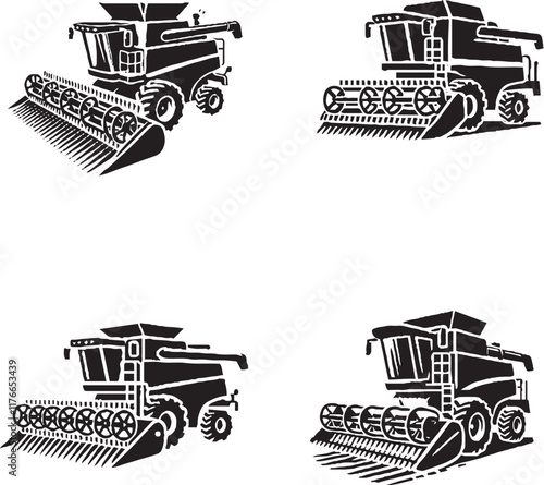 Combine Harvester Icons Collection