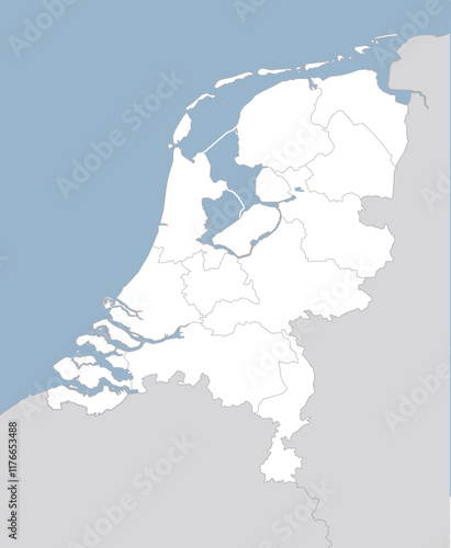 Netherlands map vector. Map of administrative divisions of Netherlands.