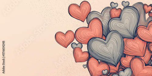 Colorful heart illustrations create vibrant and joyful design photo