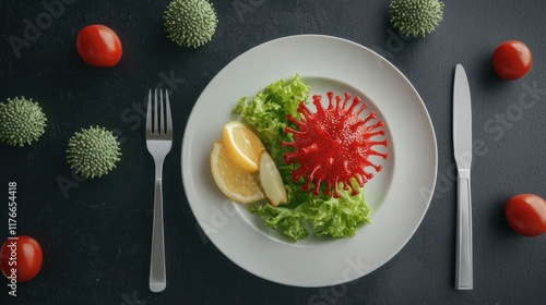 Norovirus awareness food safety tips kitchen setting informative image health concept vibrant presentation