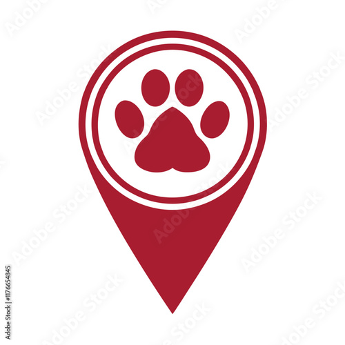 Minimalist Paw Print Location Pin Vector Design. photo