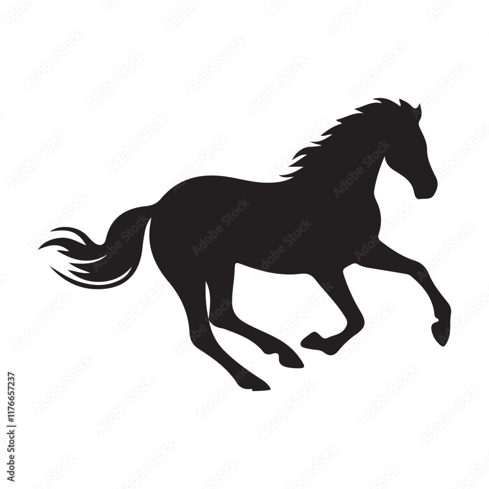 Running Horse Silhouette Dynamic Pose Running Horse Silhouette Dynamic Pose