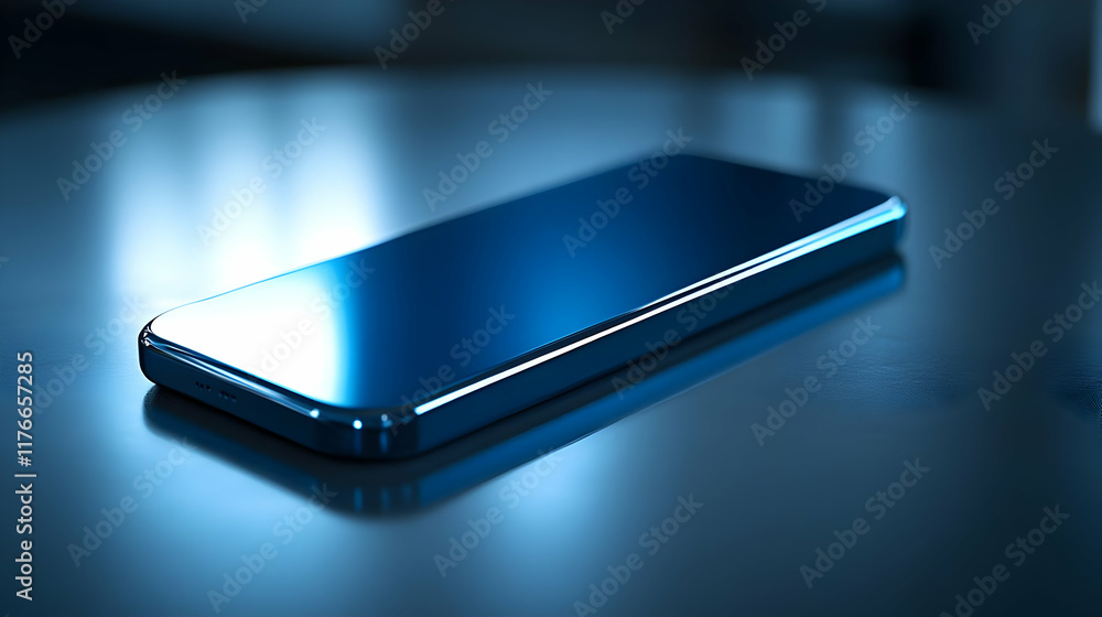 Sleek Blue Smartphone 3D Render Sleek Blue Smartphone 3D Render