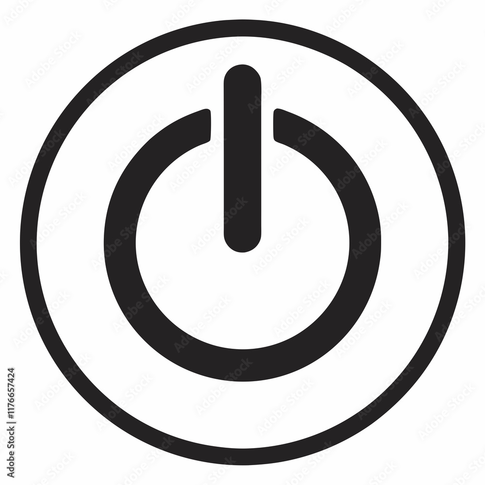 Power Button Black Silhouette Vector Power Button Black Silhouette Vector
