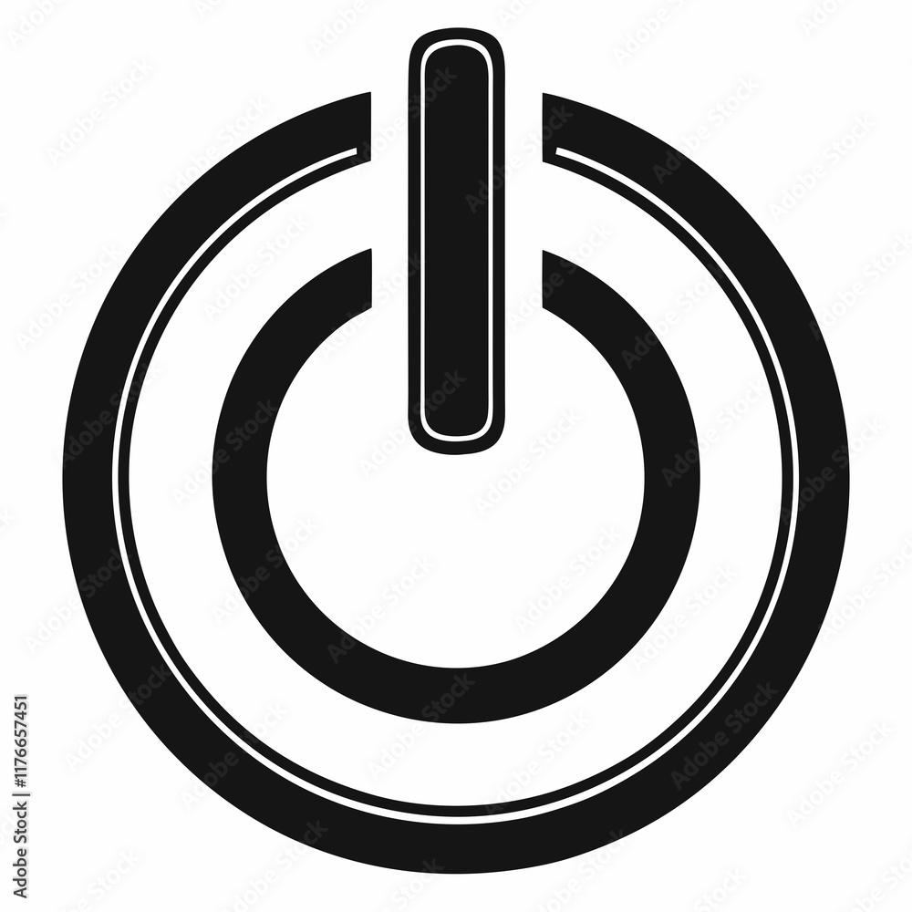 Power Button Black Silhouette Vector Power Button Black Silhouette Vector