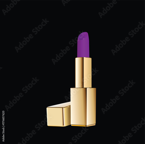 Golden lipstick in front of black background