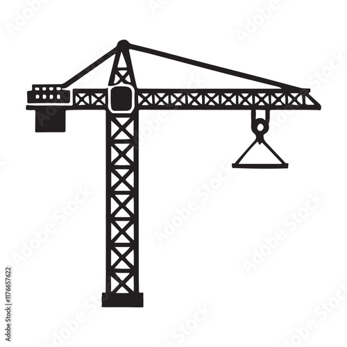 Construction Site Tower Crane Vector Illustration