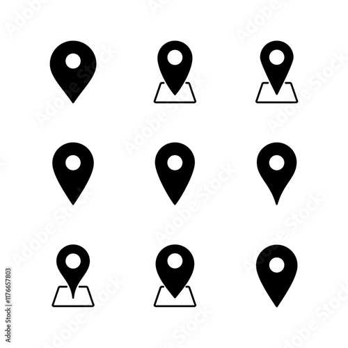 Free Download Pin icon set. Location icon vector. destination icon. map pin - GFXLoad
