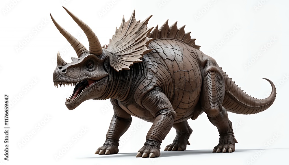 Fototapeta premium A Powerful Triceratops Dinosaur, 3D Rendered Image