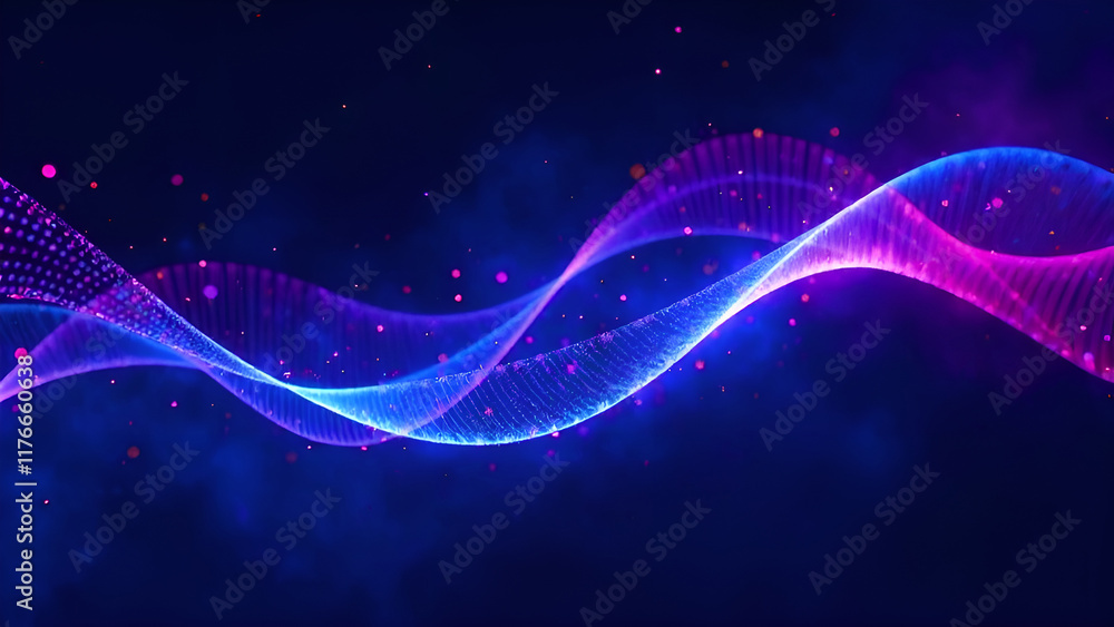 Neon waves flow and dance against a dark background, creating an enchanting and stunning abstract visual