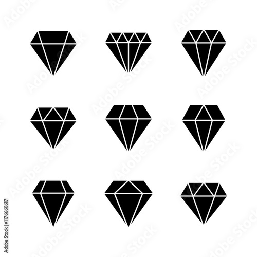 Diamond icon set. diamond gems vector icon.