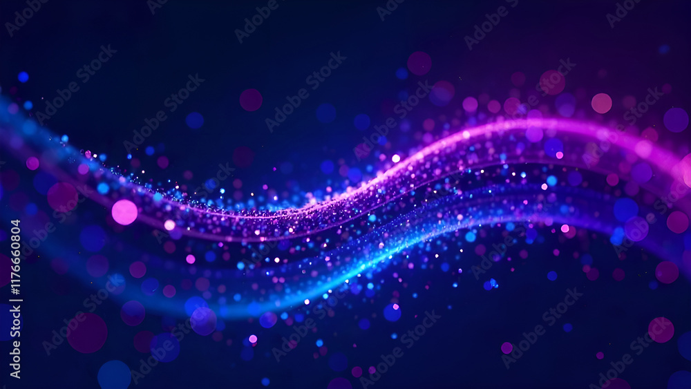 Neon waves flow and dance against a dark background, creating an enchanting and stunning abstract visual