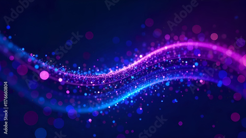 Obraz na płótnie Neon waves flow and dance against a dark background, creating an enchanting and stunning abstract visual w salonie