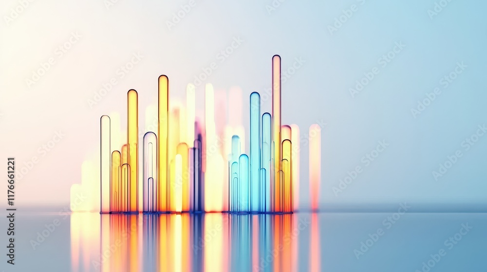 Obraz premium Colorful Abstract Visualization of Data Trends with Light Reflection and Depth Effects