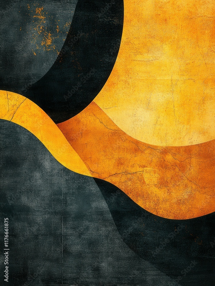 Illustration Abstract curved design with black and orange textured layers on rough surface. Black History Month Illustration Abstract curved design with black and orange textured layers on rough surface. Black History Month