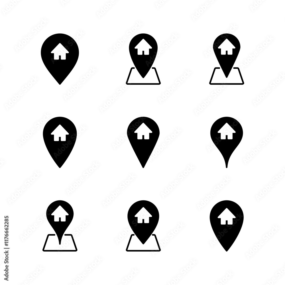 Address icon set. home location icon vector Address icon set. home location icon vector