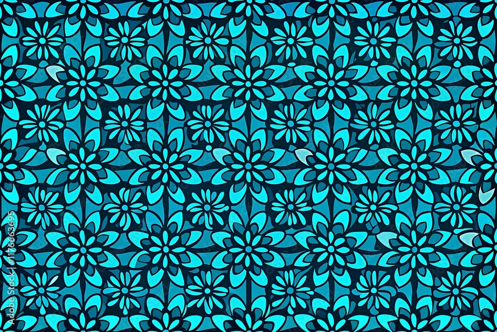 Fototapeta premium Abstract Floral Pattern In Blue Hues