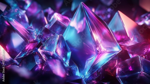 A collection of purple and blue cubes arranged in a pattern