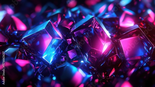A close up of a colorful, multi-colored, and shiny surface with a blue