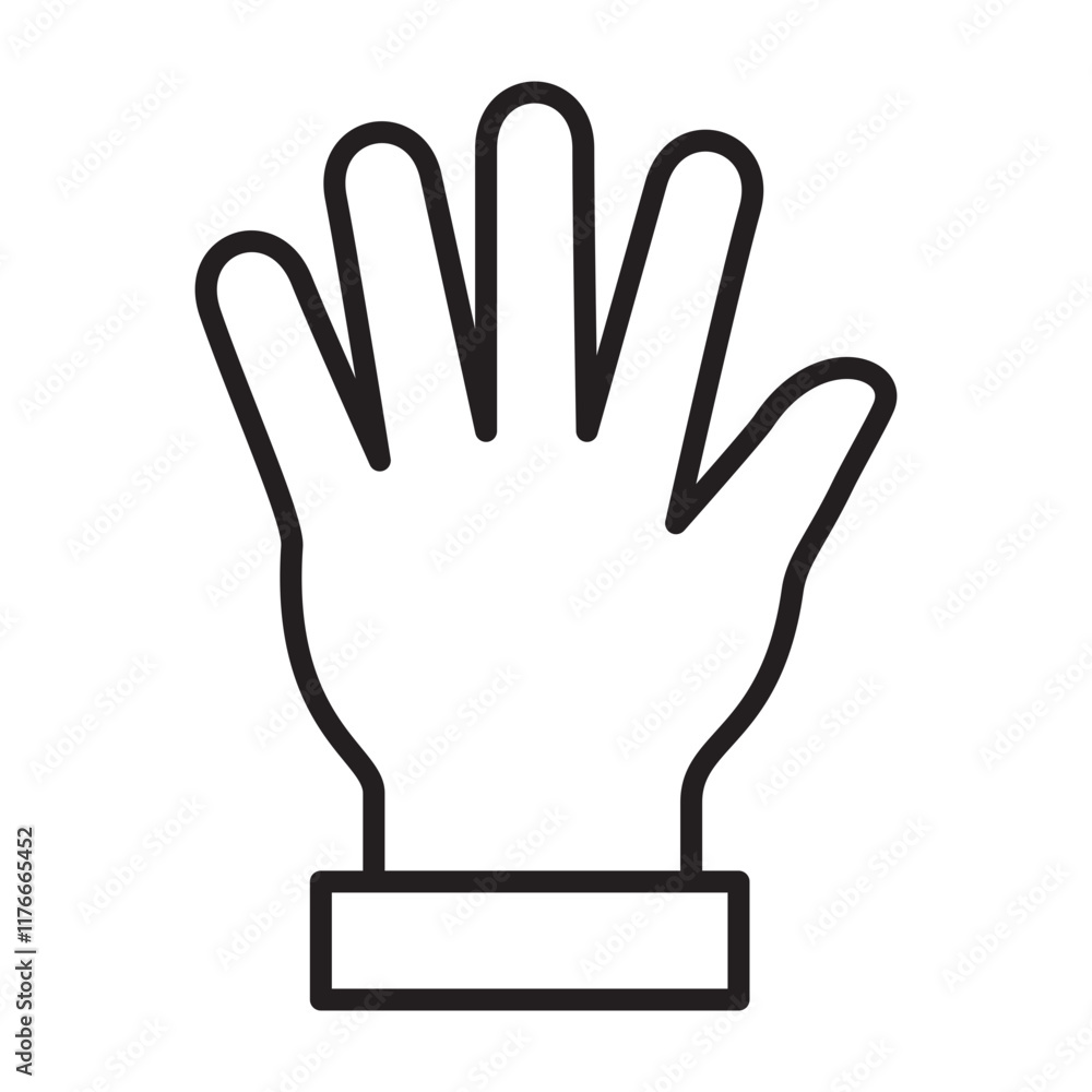 Obraz premium Thin line hand icon. Back view hand.