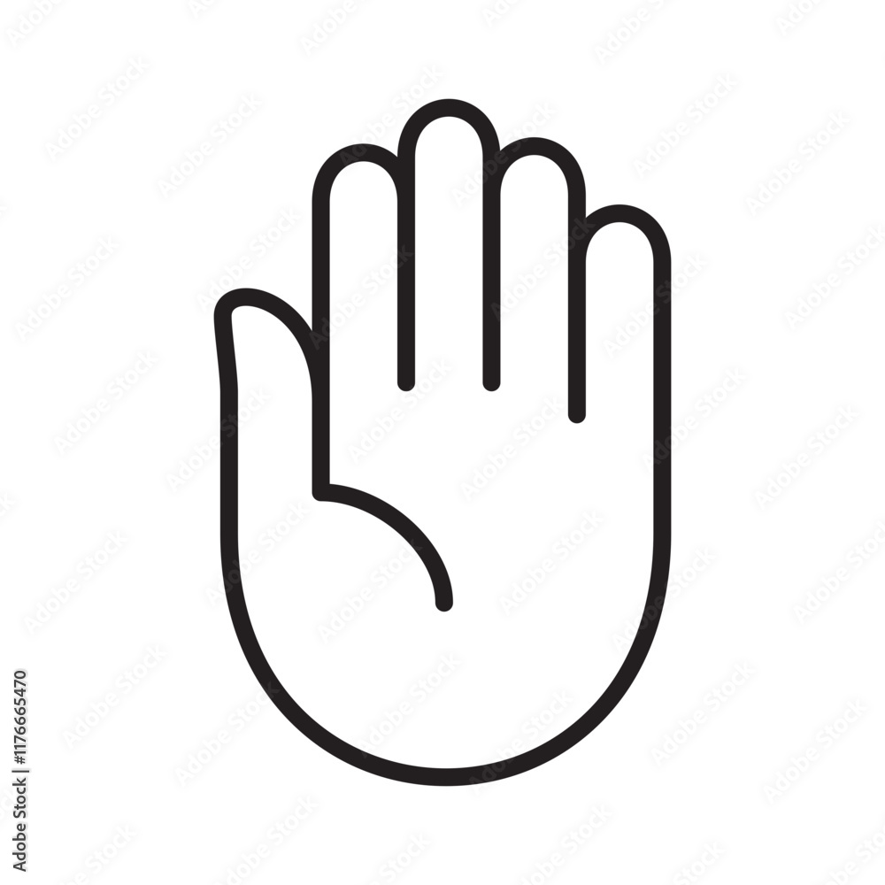 Hand facing up thin line icon. Hand facing up thin line icon.