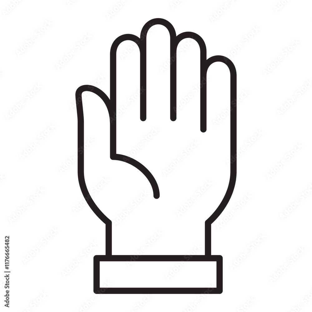 Hand facing up thin line icon. Hand facing up thin line icon.