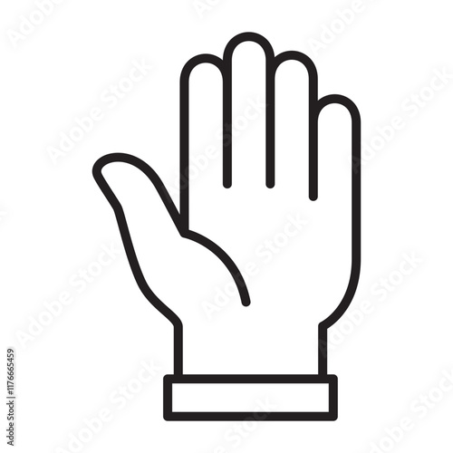 Hand facing up thin line icon.