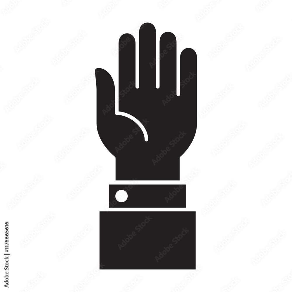 Single hand facing up icon. Flat solid design. Single hand facing up icon. Flat solid design.